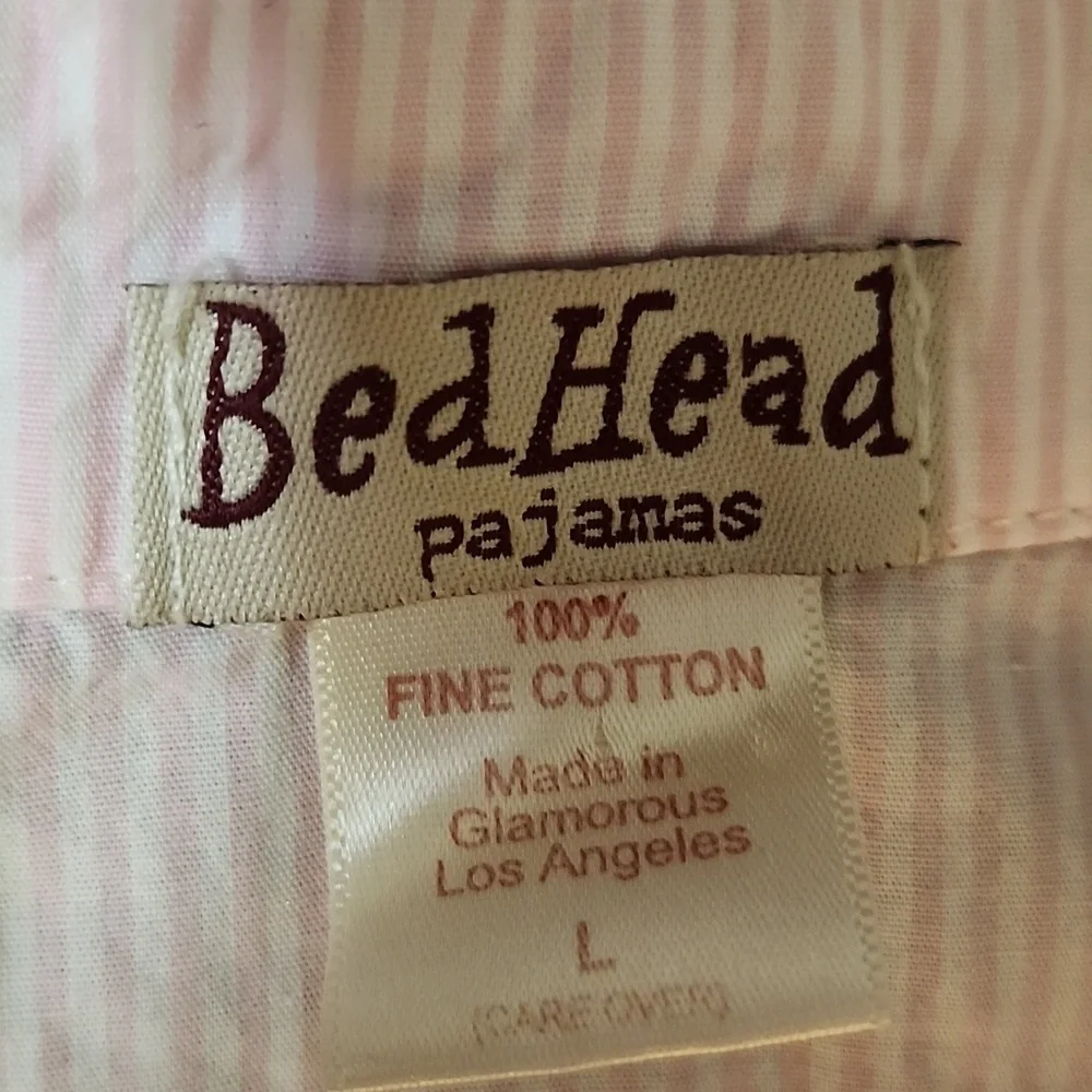 BedHead Classic Night Shirt Fine Cotton Striped Pajamas Large